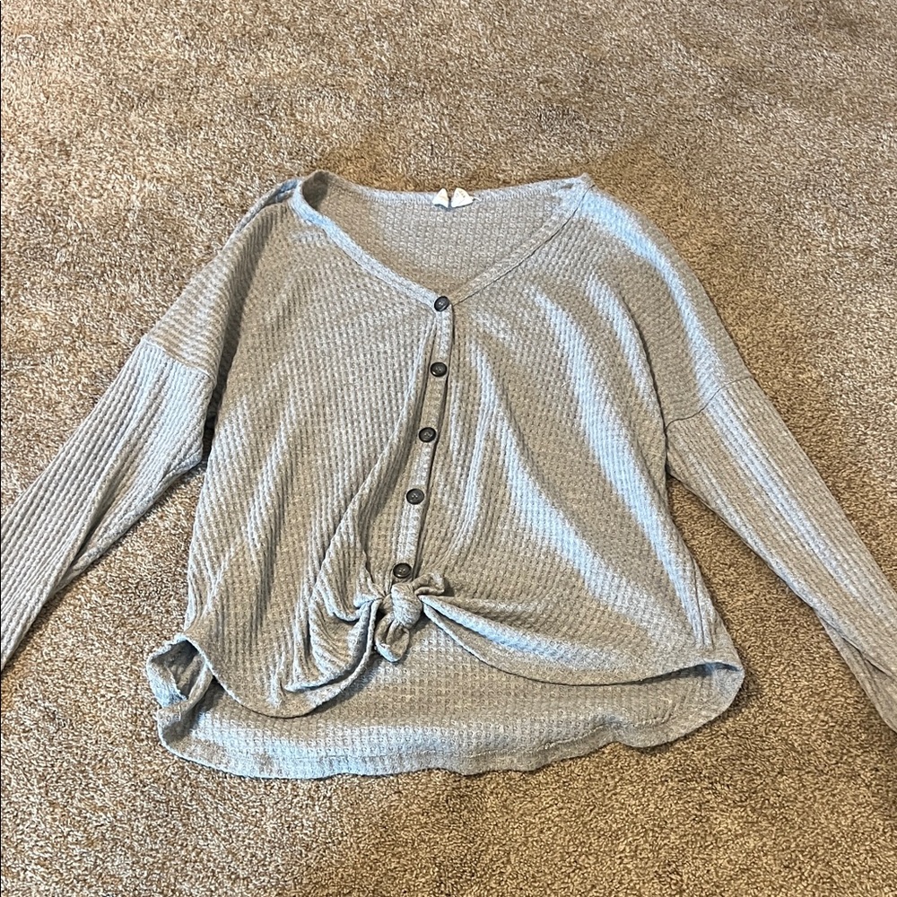 Sky and Sparrow Light Gray Button-Down Top